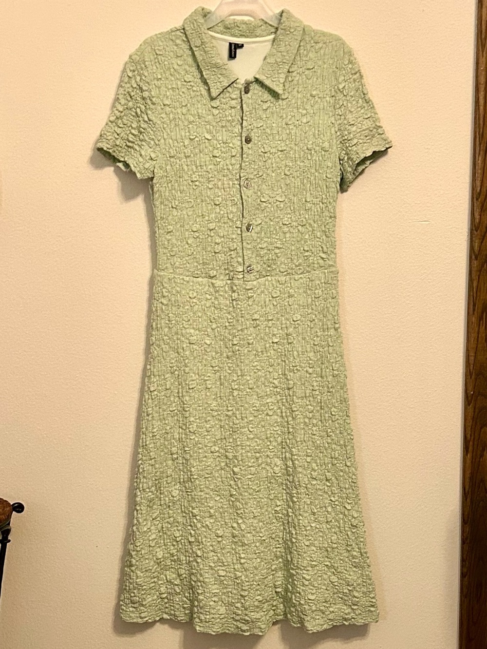 ANNEBOUTI Women’s Sage Green Textured Dress, Size Medium